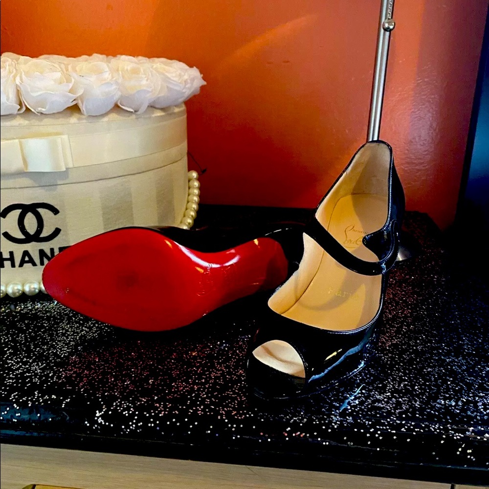 Christian Louboutin Mary Jane Peep-Toe Heels